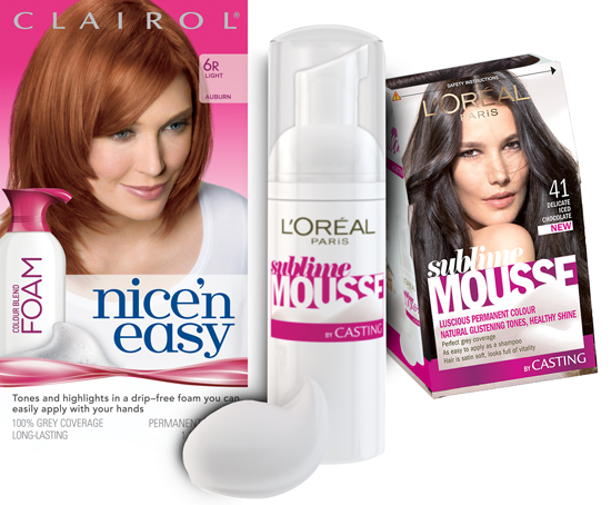 foam dyes from clairol and l'oreal paris