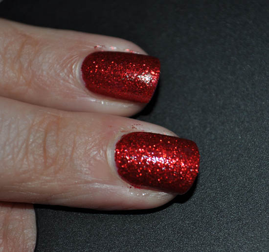 glitter nails: Barry M Red Glitter