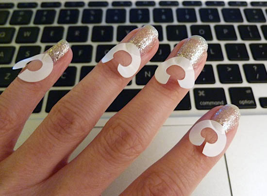 Half Moon Nail design using hole punch reinforcement stickers! Step by  step tutorial