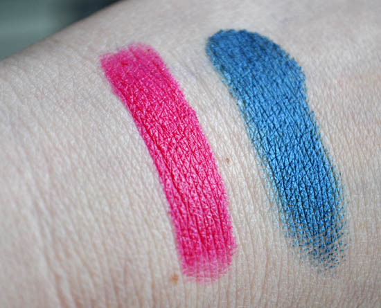 swatches of mattene lipstick in rare exotic and paint pot in pure creation