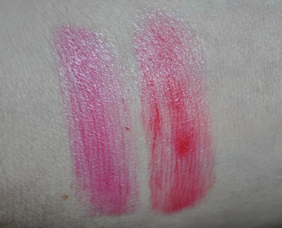 swatches of avon shine attract lipsticks
