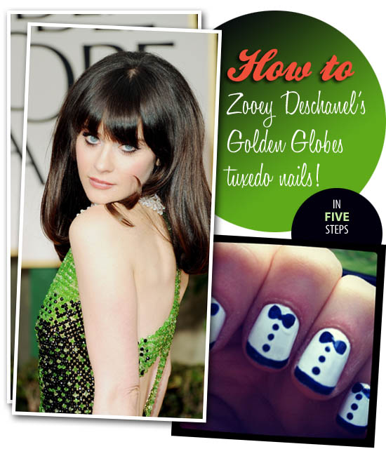 zooey deschanel tuxedo nails