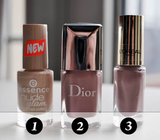 nude nails from essence, dior and l'oreal paris