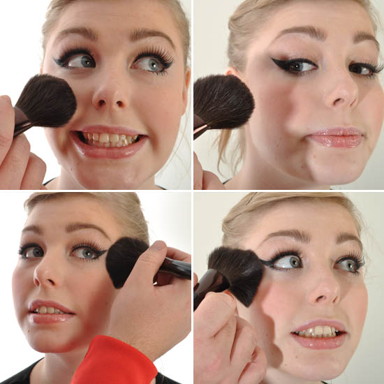 how to apply blusher to cheeks