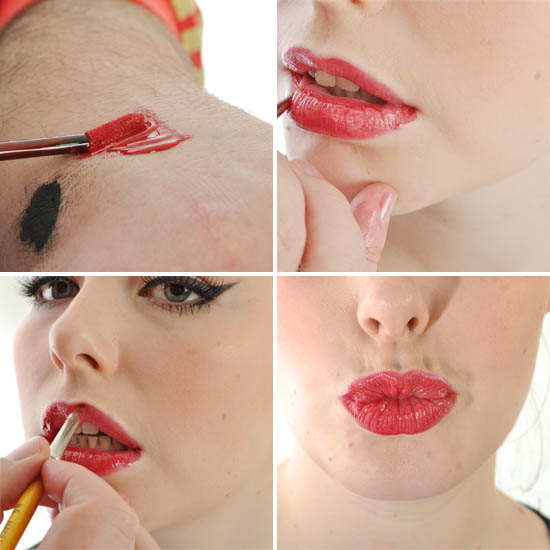 Red Lips tutorial - applying red lipgloss