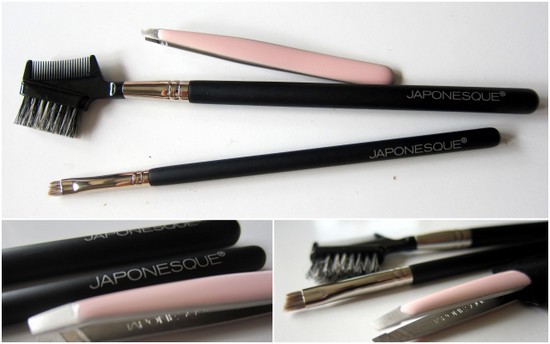 Japonesque tweezers, Pro Brow and Lash Comb,  Pro Angled Brow Definer brush 