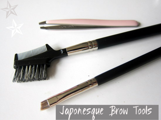 Japonesque Tweezers, Pro Brow and Lash Comb, Pro Angled Brow Definer brush 