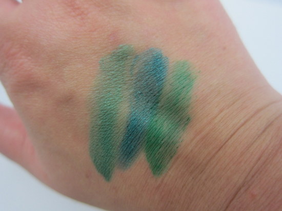 Estee Lauder Extreme Emerald Shadow Paint, Gel Liner, Mascara Swatches