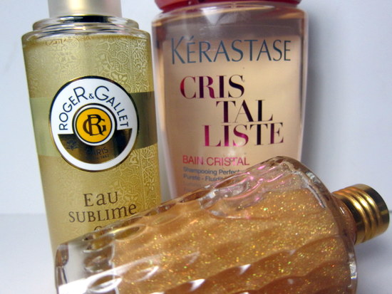 Kerastase Cristalliste, Roger & Gallet Eau Sublime Or, L'Occitane’s Shimmering Oil