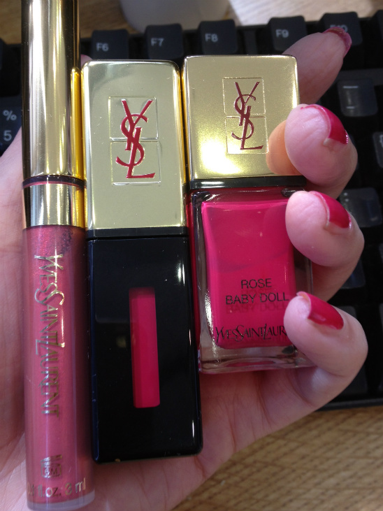 YSL Rose Baby Doll: eyeliner, nail lacquer, lip stain. Couldn't. Love