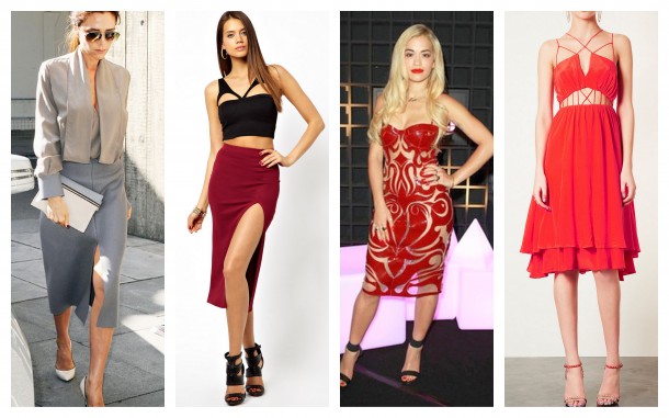 Victoria Beckham - Asos Oh My Love Textured Midi Skirt €35 – Rita Ora - Top Shop Strappy Dress £40