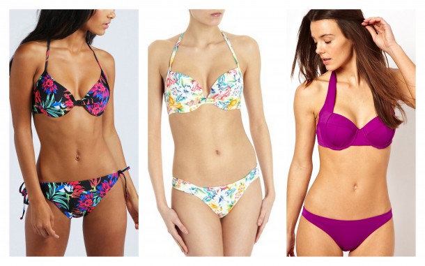 Boohoo.com Underwired Bikini €24 Dunnes Stores Push up Top €10 Bottoms €5 Asos Halter Padded Bikini Top €19 Bottoms €19