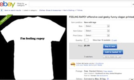 That 'I'm feeling rapey' T-shirt on the eBay website