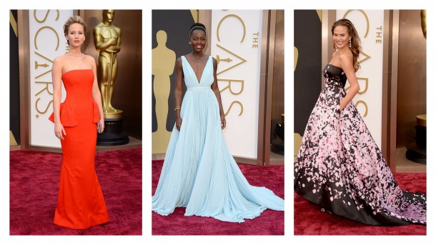 Jennifer Lawrence in Dior Couture |Lupita Nyong'o in Prada | Chrissy Teigen in Monique Lhuillier
