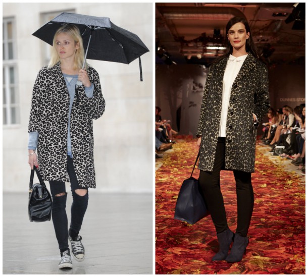 Left, Fearne Cotton; Right, Coat, €75, Dunnes Stores (available October)