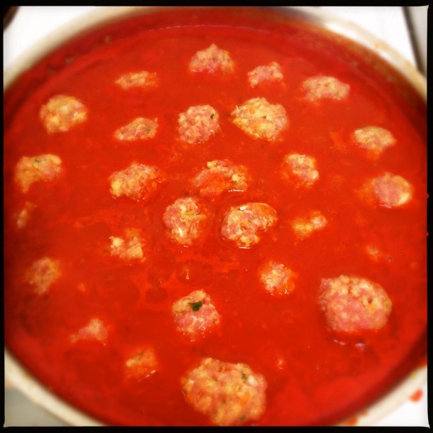 9. Meatballs simmering