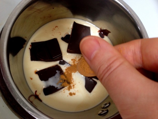 Adding a pinch of cinnamon to chocolate
