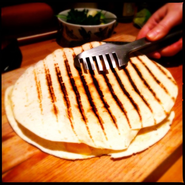 19 Remove quesadilla to chopping board