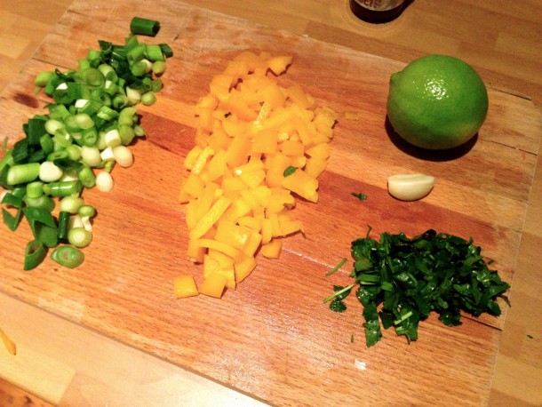 3. Chopped peppers, onions & lime