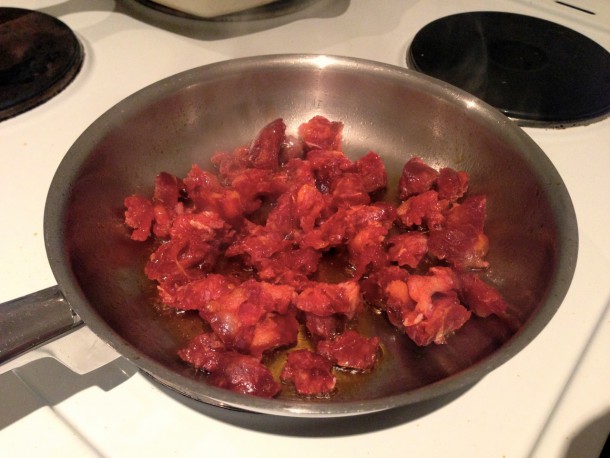 7. Frying Chorizo in pan