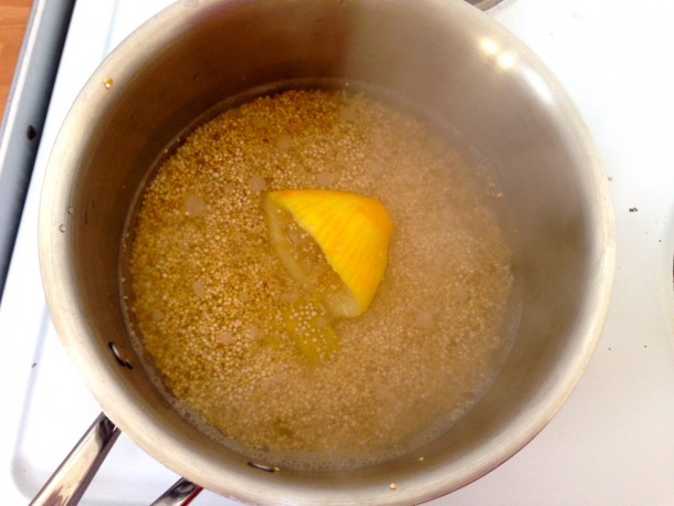 7. quinoa cooking in pan