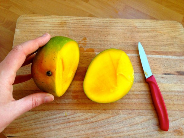 2. cutting the mango 1