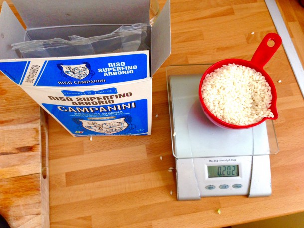 9. Weighing out rice