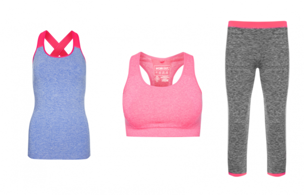 From left: Purple top, €6; Sports cut off top, €4; Leggings, €9 all from Penneys
