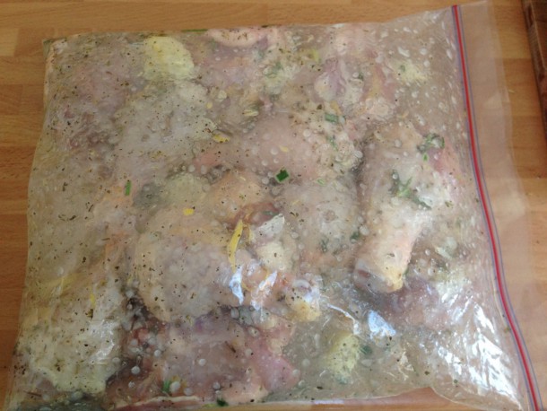 8. Chicken legs marinating in bag