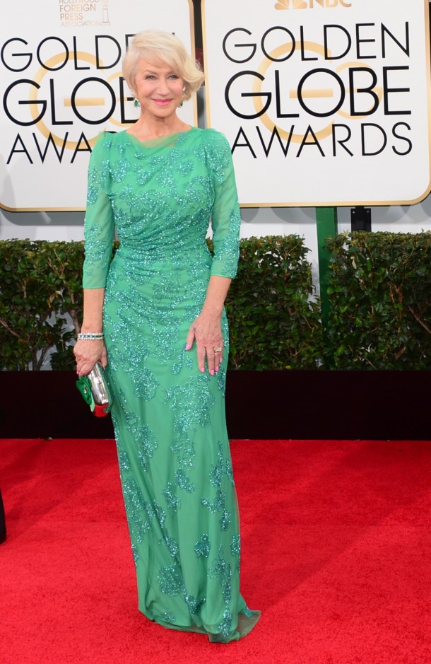 Actress Helen Mirren arrives on the red carpet for the Golden Globe awards on January 12, 2014 in Beverly Hills, California.    AFP PHOTO / Frederic J. BROWN        (Photo credit should read FREDERIC J. BROWN/AFP/Getty Images)