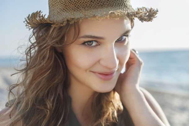 Beautiful girl close up portrait. Outdoor shoot