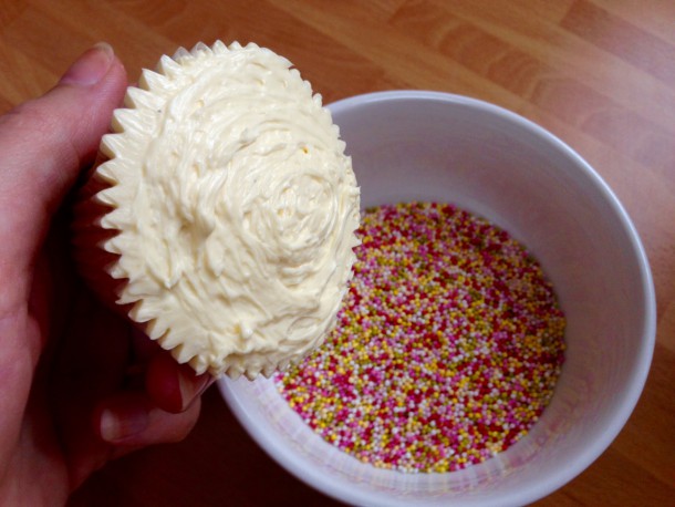 13. Cupcake and bowl of sprinkles