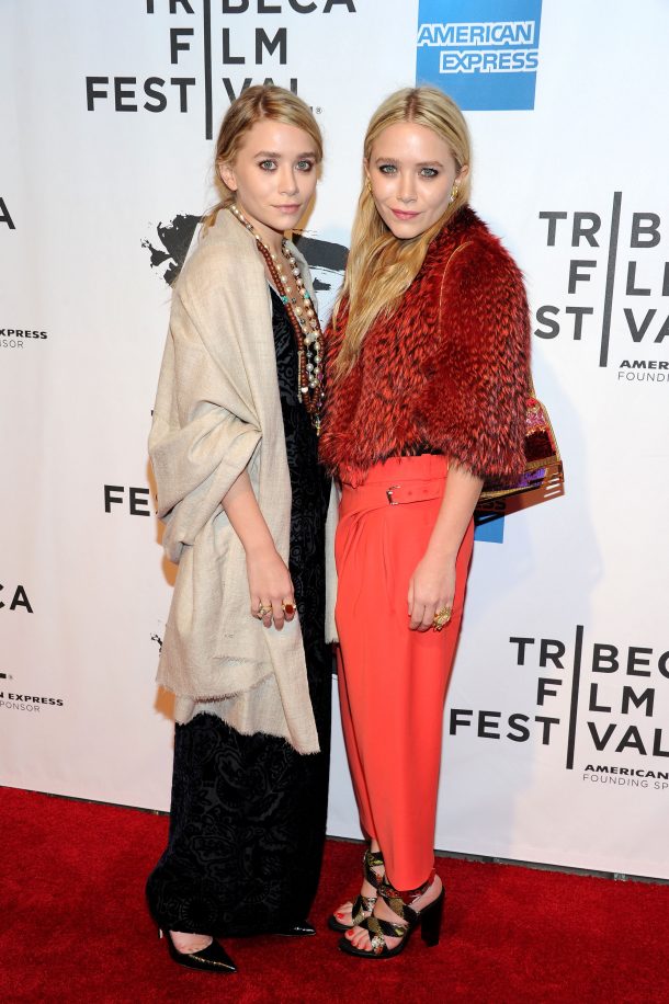 NEW YORK, NY - APRIL 20: Ashley Olsen (L) and Mary-Kate Olsen attend the opening night premiere of "The Union" at the 2011 Tribeca Film Festival at North Cove at World Financial Center Plaza on April 20, 2011 in New York City. (Photo by Jason Kempin/Getty Images)