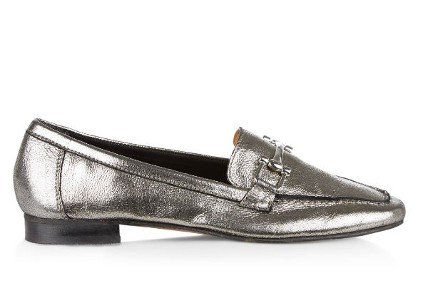 new look silver loafer