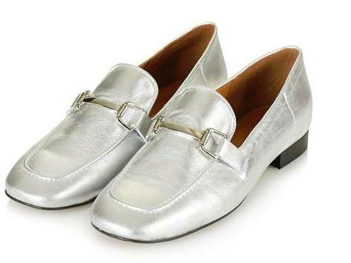 topshop silver loafers