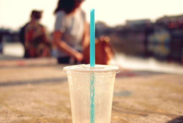 water cup and straw