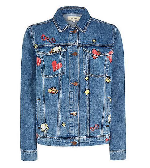 River Island Comic Print Denim Jacket