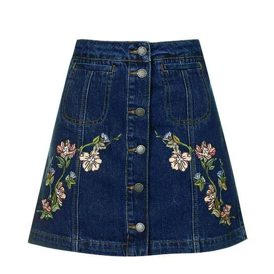 topshop embroidered skirt