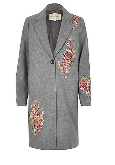 river island embroidered coat