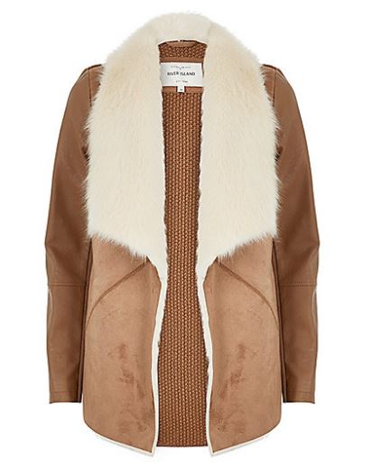 tan faux fur jacket river island