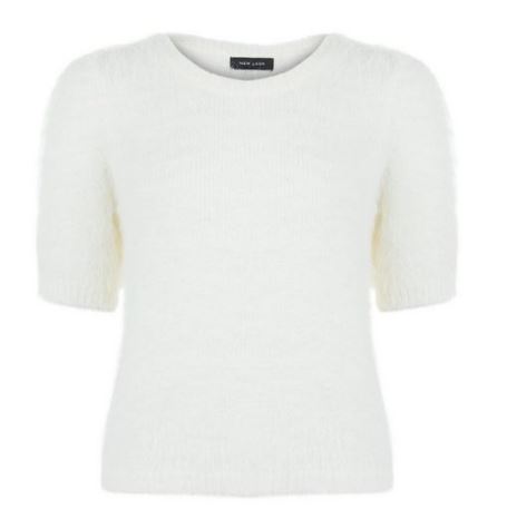 white faux fur t-shirt new look