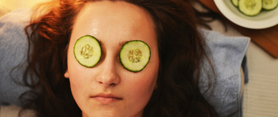 woman face cucumbers