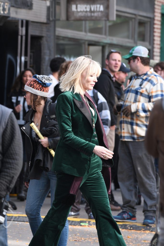 Sandra Bullock and Cate Blanchett on the set of 'Ocean's Eight' Featuring: Sandra Bullock, Cate Blanchett Where: Manhattan, New York, United States When: 24 Oct 2016 Credit: TNYF/WENN.com