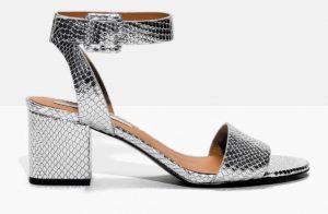 other stories Silver Snake Embossed Leather Sandalette