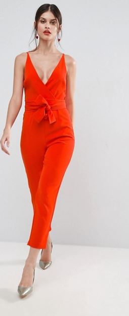 asos red structured jumpsuit