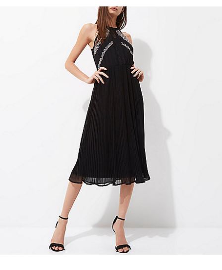 river island black wedding guest dress