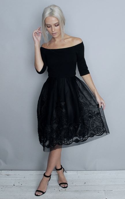 folkster black wedding guest dress