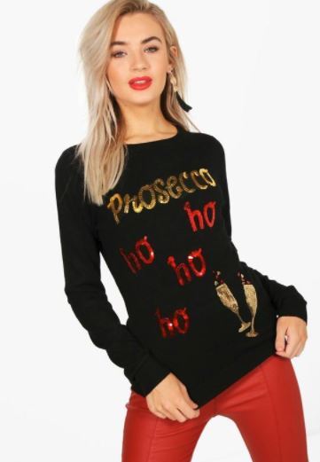 boohoo prosecco christmas jumpers