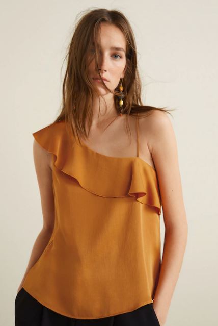 mango frilled satin shirt