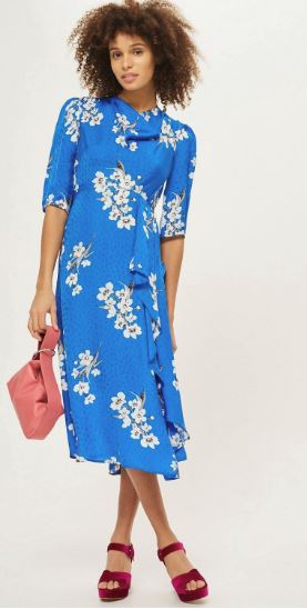 Floral Print Jacquard Midi Dress
